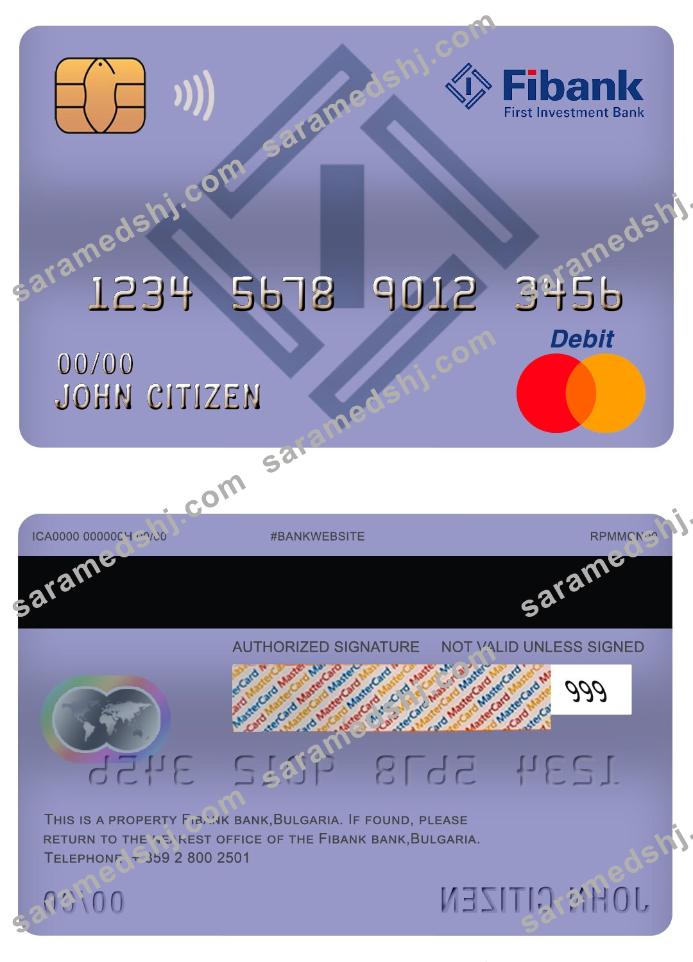 Bulgaria Fibank  bank master debit card